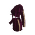  Stylish Turndown Collar Long Sleeves Patchwork Purple Polyester Two-piece Skirt Set