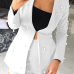  Stylish V Neck Pearl Decoration White Knitting Two-piece Shorts Set