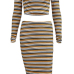  Trendy Dew Shoulder Striped Blending Two-piece Skirt Set