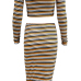  Trendy Dew Shoulder Striped Blending Two-piece Skirt Set