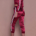  Trendy Mandarin Collar Long Sleeves Zipper Design Red Polyester Two-piece Pants Set