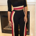  Trendy Round Neck Patchwork Black Milk Fiber Two-piece Pants Set