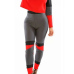 Casual O Neck Long Sleeves Color-block Splicing Polyester Two-piece Pants Set