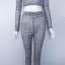 Casual O Neck Long Sleeves Grey Knitting Two-piece Pants Set