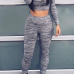 Casual O Neck Long Sleeves Grey Knitting Two-piece Pants Set