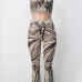 Charming Mandarin Collar Sleeveless Digital Printing Cotton Two-piece Pants Set