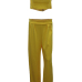 Charming Round Neck Sleeveless Ruched Yellow Twilled Satin Two-piece Pants Set