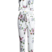 Charming V Neck Sleeveless Printed White Milk Fiber Two-piece Pants Set