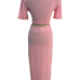 Cheap Fashion O Neck Short Sleeves Lantern Skirt Pink  Blending  Ankle Length Dress