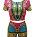 Ethnic Style Round Neck Short Sleeves Printed Qmilch Two-piece Shorts Set