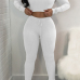 Euramerican Dew Shoulder White Cotton Two-piece Pants Set