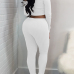 Euramerican Dew Shoulder White Cotton Two-piece Pants Set