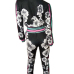 Euramerican Long Sleeves Print Black Polyester Two-piece Pants Set(Jacket+Pants)