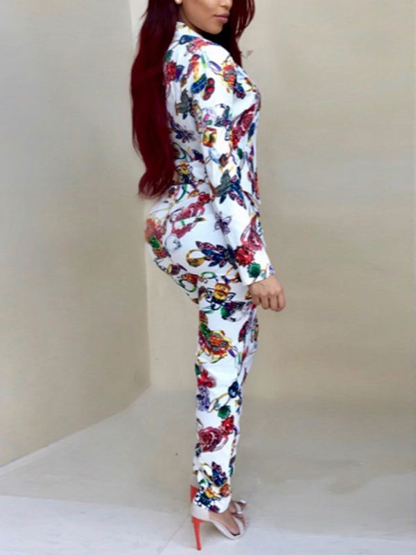 Euramerican Printed Polyester Two-piece Pants Set