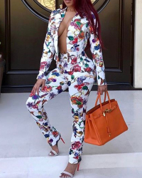 Euramerican Printed Polyester Two-piece Pants Set