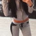 Fashion Long Sleeves Patchwork Grey Knitting Two-piece Pants Set