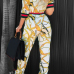 Fashion Round Neck Printed Patchwork White Cotton Two-piece Pants Set