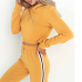 Leisure Hoode Collar Patchwork  Yellow Cotton Two-piece Pants Set