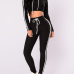 Leisure Long Sleeves Patchwork Black Polyester Two-piece Pants Set