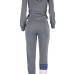 Leisure Long Sleeves Zipper Design Gray Cotton Blend Two-piece Pants Set