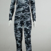 Leisure Round Neck Long Sleeves Camouflage Printed Cotton Two-Piece Pants Set