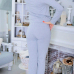 Leisure Round Neck Long Sleeves Printed Grey Knitting Two-piece Pants Set