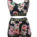 Leisure Round Neck Printed Black Healthy Fabric Two-piece Shorts Set