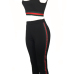 Leisure U-shaped Neck Patchwork Black Polyester Two-piece Pants Set