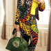 Multi Venetian Pants Print Turndown Collar Long Sleeve Casual Two Pieces