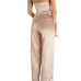 Sexy Bateau Neck Sleeveless Knot Design Champagne Satin Two-piece Pants Set