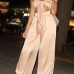 Sexy Bateau Neck Sleeveless Knot Design Champagne Satin Two-piece Pants Set