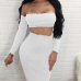 Sexy Dew Shoulder White Cotton Blend Two-piece Skirt Set