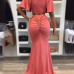 Sexy Drape Design Red Polyester Two Piece Skirt Set