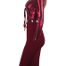 Sexy Mandarin Collar Lace-up Hollow-out Wine Red Polyester Two-piece Skirt Set(Double Side Wear)