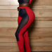 Sexy Round Neck Short Sleeves Gauze Patchwork Red Milk Fiber Two-piece Pants Set