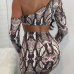 Sexy Snakeskin Printing Cotton Two-piece Skirt Set