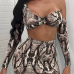 Sexy Snakeskin Printing Cotton Two-piece Skirt Set