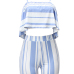 Sexy Spaghetti Strap Sleeveless Striped White Polyester Two-piece Shorts Set