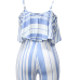 Sexy Spaghetti Strap Sleeveless Striped White Polyester Two-piece Shorts Set