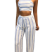 Sexy Striped Blue-white Milk Fiber Two-piece Pants Set