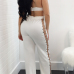 Sexy V Neck Hollow-out White Qmilch Two-piece Pants Set