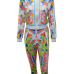 Stylish Mandarin Collar Long Sleeves Printed Healthy Fabric Two-piece Pants Set