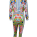 Stylish Mandarin Collar Long Sleeves Printed Healthy Fabric Two-piece Pants Set