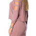 Stylish O Neck Long Sleeves Shoulder Hollow-out Purple Cotton Blend Two-piece Skirt Set