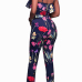 Stylish Rose Printed Blue Healthy Fabric Two-piece Pants Set