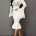 Stylish Round Neck See-Through White Lace Two-piece Skirt Set