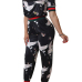 Stylish Round Neck Short Sleeves Printed Patchwork Black Knitting Two-piece Pants Set