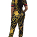 Stylish Round Neck Short Sleeves Printed Patchwork Black Milk Fiber Two-piece Pants Set