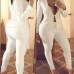 Stylish Turndown Collar Long Sleeves White Polyester Two-piece Pants Set