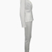 Stylish Turndown Collar Long Sleeves White Polyester Two-piece Pants Set